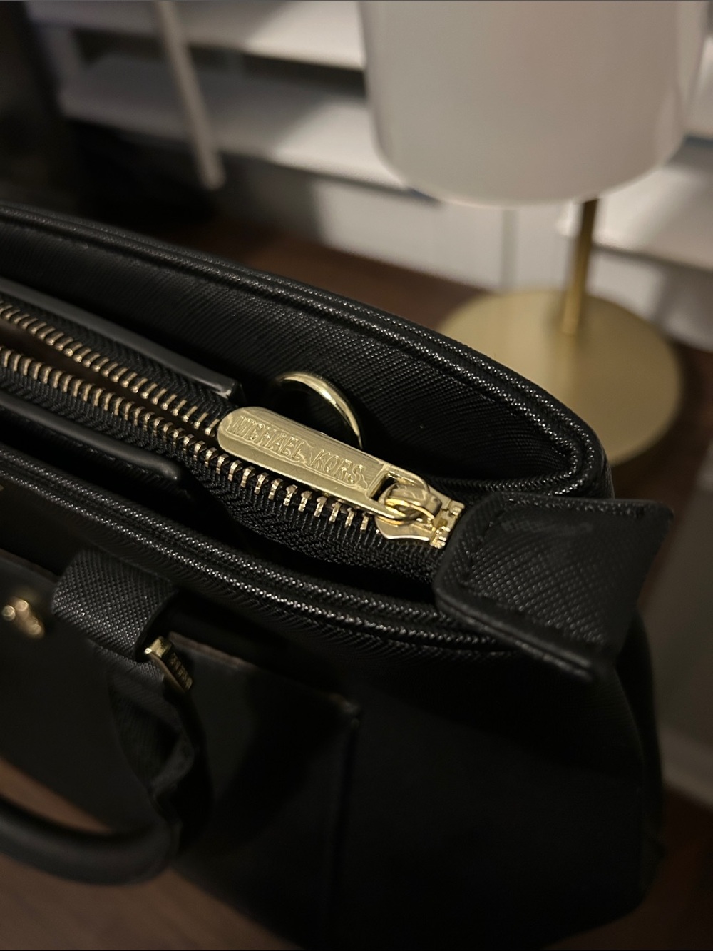Michael Kors Black Saffiano Leather Satchel with Gold Hardware - Picture 11 of 14